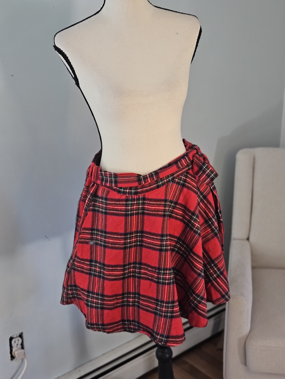 Red Plaid Wrap Skirt - Women's Skirt For Christmas Party.